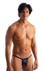 M90 - Mens 4 way Adjustable Micro Bikini Tanga - Wet Look 0007 Black - Skinzwear