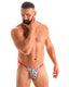 M94 - Mens Stuffit Pouch Triangle Back G - String Swimsuit - Prints 3150 - 3450 Zebra - Ruby red - Skinzwear