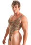 M98 - Men’s High - Cut Thong Back One Piece Swimsuit - Prints 1554 Cheeta - Skinzwear