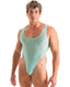 M98 - Men’s High - Cut Thong Back One Piece Swimsuit - Solid Sheer Semi Sheer 2576 Sky - Skinzwear