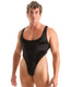 M98 - Men’s High - Cut Thong Back One Piece Swimsuit - Solids 6407 Black - Skinzwear