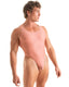 M99 - Men’s Thong Back One Piece Racer Back Swimsuit - Solid Sheer Semi Sheer 9881 Blush - Skinzwear