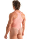 M99 - Men’s Thong Back One Piece Racer Back Swimsuit - Solid Sheer Semi Sheer 9881 Blush - Skinzwear