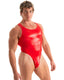 M99 - Men’s Thong Back One Piece Racer Back Swimsuit - Wet Look 0008 Lipstick red - Skinzwear