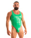 M99 - Men’s Thong Back One Piece Racer Back Swimsuit - Wet Look 9871 Green - Skinzwear