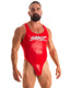 M99 SKINZ Logo - Limited Men’s Thong Back Racer Back One Piece - Wet Look 0008 Lipstick red - Skinzwear
