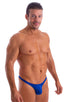 mens micro pouch thong back sexy swimsuit in swimwear fabric Imperial Blue; Stuffit Pouch Thong in Imperial Blue 2; Stuffit Pouch Thong in Imperial Blue 3; Stuf