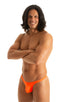 Mens Micro Pouch Swimsuit Thong  in Blazing Orange 1; Mens Micro Pouch Swimsuit Thong  in Blazing Orange 2; Mens Micro Pouch Swimsuit Thong  in Blazing Orange 3