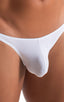 mens micro pouch thong back sexy swimsuit in swimwear fabric Semi Sheer White; Stuffit Pouch Thong in Super ThinSKINZ Semi Sheer White 2; Stuffit Pouch Thong in
