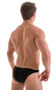 Enhancing Pouch Swim Brief in ThinSKINZ Black, Front View; Enhancing Pouch Swim Brief in ThinSKINZ Black, Rear View; Enhancing Pouch Swim Brief in ThinSKINZ Bla