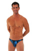 Bikini-Brief Swimsuit in Lazer Blue Lightning, Front View; Bikini-Brief Swimsuit in Lazer Blue Lightning, Rear View; Bikini-Brief Swimsuit in Lazer Blue Lightni