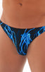 Bikini-Brief Swimsuit in Lazer Blue Lightning, Front View; Bikini-Brief Swimsuit in Lazer Blue Lightning, Rear View; Bikini-Brief Swimsuit in Lazer Blue Lightni