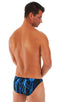Bikini-Brief Swimsuit in Lazer Blue Lightning, Front View; Bikini-Brief Swimsuit in Lazer Blue Lightning, Rear View; Bikini-Brief Swimsuit in Lazer Blue Lightni