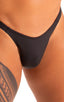 Mens Seamless Skimpy Bikini Swimsuit in Leather Look Matte Black 1; Mens Seamless Skimpy Bikini Swimsuit in Leather Look Matte Black 2; Mens Seamless Skimpy Bik