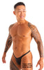Mens Seamless Skimpy Bikini Swimsuit in Leather Look Matte Black 1; Mens Seamless Skimpy Bikini Swimsuit in Leather Look Matte Black 2; Mens Seamless Skimpy Bik