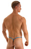 Roman G String Swim Thong in New World Blue, Front View; Roman G String Swim Thong in New World Blue, Rear View; Roman G String Swim Thong in New World Blue, Fr