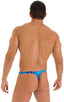 T Back Thong Swimsuit in New World Blue, Front View; T Back Thong Swimsuit in New World Blue, Rear View; T Back Thong Swimsuit in New World Blue 4; T Back Thong