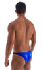 mens sexy bikini fitted pouch scrunchie rear in wet look royal blue; Posing Suit - Fitted Pouch - Puckered Back in Wet Look Royal Blue, Rear Alternative; Posing