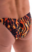 mens micro pouch bikini swimsuit with tiny puckered butt in sheer Wild Tiger; Micro Pouch - Puckered Back - Rio Bikini in Super Thin Skinz Wild Tiger 2; Micro P