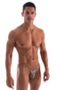 mens sexy g string swimsuit micro thong skinz swimwear in sheer Cheeta; Roman G String Swim Thong in Super ThinSKINZ Cheeta, Rear View; Roman G String Swim Thon