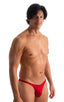 mens sexy swimwear brazilian bikini skinz international swimsuit brief in Ruby red; Mens Classic Brazilian Bikini Swimsuit in Ruby 2; Mens Classic Brazilian Bik