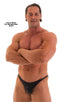 mens competition posing suit in metallic black NPC IFBB body builder bikini by skinz; Posing Suit - Competition Bikini Cut in Metallic Black, Rear View; Posing 