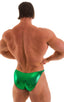 mens competition posing suit in metallic kelly green NPC IFBB body builder bikini by skinz; Posing Suit - Competition Bikini Cut in Metallic Kelly Green, Rear V