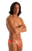 mens bikini swimsuit brief international male swimwear speedo by skinz swimwear in Tan Through Orange Jungle; Bikini Brief Swimsuit in Tan Through Orange Jungle
