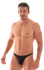 T Back Thong Swimsuit in Super ThinSkinz Black, Front View; T Back Thong Swimsuit in Super ThinSkinz Black, Rear View; T Back Thong Swimsuit in Super ThinSkinz 