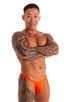 Mens Micro Pouch Swimsuit Thong  in Blazing Orange 1; Mens Micro Pouch Swimsuit Thong  in Blazing Orange 2; Mens Micro Pouch Swimsuit Thong  in Blazing Orange 3
