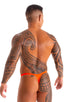 Mens Micro Pouch Swimsuit Thong  in Blazing Orange 1; Mens Micro Pouch Swimsuit Thong  in Blazing Orange 2; Mens Micro Pouch Swimsuit Thong  in Blazing Orange 3