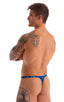 mens swimwear classic t back thong swimsuit in Blue Leopard; T Back Thong Swimsuit in Blue Leopard 2; T Back Thong Swimsuit in Blue Leopard 3; T Back Thong Swim