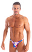 mens classic thong swimsuit white hibiscus tanga skinz t back bathing suit; T Back Thong Swimsuit in IWhite Hibiscus 2; T Back Thong Swimsuit in IWhite Hibiscus