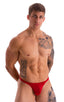 mens swimwear classic t back thong swimsuit in Ruby Red; T Back Thong Swimsuit in Ruby Red 2; T Back Thong Swimsuit in Ruby Red 3; T Back Thong Swimsuit in Ruby