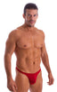 mens swimwear classic t back thong swimsuit in Ruby Red; T Back Thong Swimsuit in Ruby Red 2; T Back Thong Swimsuit in Ruby Red 3; T Back Thong Swimsuit in Ruby