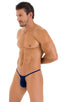 most popular mens sexy micro bikini in Navy Blue; Sunseeker Micro Pouch Half Back Bikini in Navy Blue, Front View; Sunseeker Micro Pouch Half Back Bikini in Nav