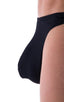 Large Pouch Swimsuit Bikini in Semi Sheer Black Powernet, Front View; Large Pouch Swimsuit Bikini in Semi Sheer Black Powernet, Rear View; Large Pouch Swimsuit 