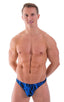 Comfort Pouch - Bulge Enhancing - Half Back Bikini in Laser Blue Lightning, Front View; Comfort Pouch - Bulge Enhancing - Half Back Bikini in Laser Blue Lightni