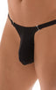 Quick Release Thong - Bravura Pouch in Super ThinSKINZ Black, Front View; Quick Release Thong - Bravura Pouch in Super ThinSKINZ Black, Rear View; Quick Release