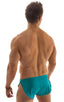 mens sexy swimsuit bikini cover up split shorts in Deep Jade; Swimsuit Cover Up Split Running Shorts in Deep Jade, Rear View; Swimsuit Cover Up Split Running Sh