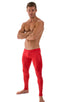 Mens SUPER Low Leggings in Wet Look Red, Front View; Mens SUPER Low Leggings in Wet Look Red, Rear View; Special Order Notice; Mens SUPER Low Leggings in Wet Lo