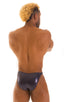 mens sexy swimwear bikini skinz international swimsuit brief in Ice Karma black; Fitted Bikini Bathing Suit in Ice Karma Nero, Rear View; Fitted Bikini Bathing 