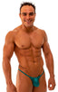 mens micro g string sexy swimsuit bikini in best seller jade skinz swimwear; Stuffit Pouch G String Swimsuit in Deep Jade, Rear View; Stuffit Pouch G String Swi