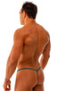mens micro g string sexy swimsuit bikini in best seller jade skinz swimwear; Stuffit Pouch G String Swimsuit in Deep Jade, Rear View; Stuffit Pouch G String Swi