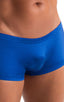 mens swimwear low waist square cut boxer style swimsuit in Imperial Blue; Extreme Low Square Cut Swim Trunks in Imperial Blue 2; Extreme Low Square Cut Swim Tru