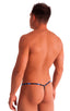 mens micro g string thong swimsuit bikini in blue lightning; G String Swimsuit - Adjustable Pouch in Blue Lightning, Front View; G String Swimsuit - Adjustable 