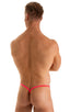 Roman G String Swim Thong in Semi Sheer ThinSKINZ Neon Coral, Front View; Roman G String Swim Thong in Semi Sheer ThinSKINZ Neon Coral, Rear View; Roman G Strin