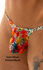 mens micro g string sexy swimsuit bikini in best seller skinz swimwear in Semi Sheer Hibiscus Print on Mesh; Stuffit Pouch G String Swimsuit in Semi Sheer Hibis