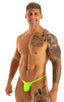 mens micro g string sexy swimsuit bikini in best seller skinz swimwear in semi sheer Neon Lime ; Stuffit Pouch G String Swimsuit in ThinSKINZ Neon Lime 2; Stuff