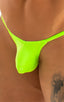 mens micro g string sexy swimsuit bikini in best seller skinz swimwear in semi sheer Neon Lime ; Stuffit Pouch G String Swimsuit in ThinSKINZ Neon Lime 2; Stuff